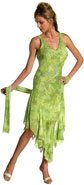 Prom Dress item 13486. Asymmetrical Floral Print Formal Party Dress. This floral print dress is great for a mid-summer party, or any other casual-formal affair. Beaded criss-cross lines and handkerchief skirt. Made of Poly Chiffon; fully lined.

