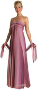 Prom Dress item 13524. V Neck Bustier Formal Prom Dress. Bustier empire cut long dress with shirred front and detachable brooch accent.