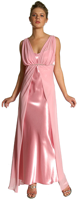 Layered Satin Rhinestone Formal Dress