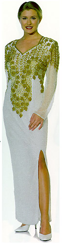 Multiple Flower Beaded Formal Gown