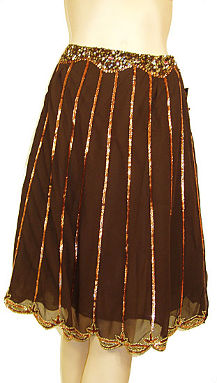 Bead Embellished Knee Length Skirt
