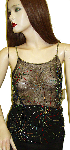 Net Top with Multi-color Beadwork