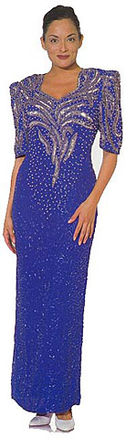 Half Sleeved Full Length Beaded Gown