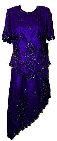 Short Sleeved 2-PcTea Length Formal Dress