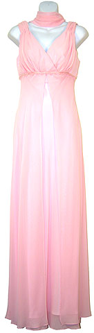 Shirred Bodice Formal Dress with Front Overlay