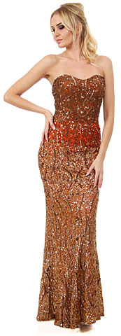 Strapless Exquisitely Sequined Long Prom Dress . 10133.