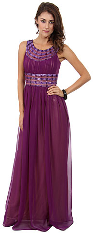 Round Neck Empire Cut Sequined Floor Length Prom Dress. 10144.