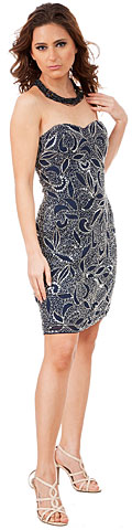 Strapless Leaves Pattern Short Beaded Homecoming Homecoming Dress. 10199.