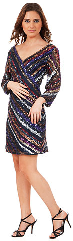 V-neck Diagonal Sequins Pattern Plus Size Prom Dress. 10201.