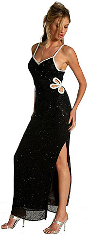 Black and White See-Thru Flower Dress