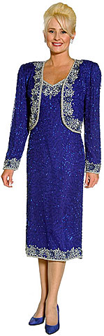 Tea Length Sequined Formal Dress with Matching Jacket . 1034.