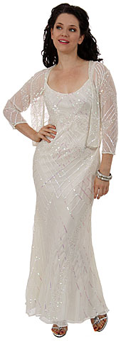 Artistic Sequined Pattern Wedding Dress with Jacket. 1040-w.