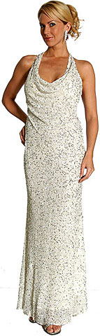 Silver Sparkled Full Length Formal Dress. 1056.