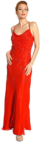 #1057. Criss-crossed Full Length Beaded Formal Dress.