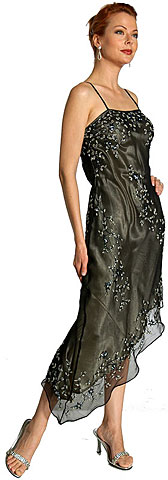 #1059. Asymmetric Beaded Formal Dress.