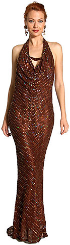Halter Neck Low Back Sequined Plus Size Prom Dress. 1060.