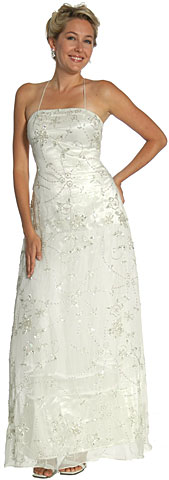 Spaghetti Wedding Dress in Ivory/Silver. 1067.