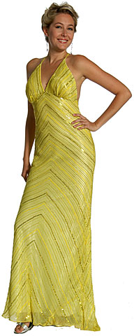 #1076. Crossed Bare Back Multi Beaded Formal Gown.