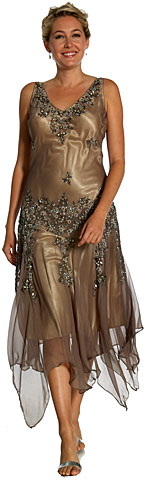 #1078. Beaded Neckline Evening Gown with Jacket.