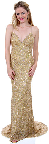 Criss-Crossed Sparkling Beaded Formal Dress. 1081.