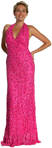 #1082. Halter-Neck Formal Prom Dress with Bare Back.