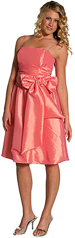 #11054d. Spaghetti Strapped Short Bow Cocktail Dress.