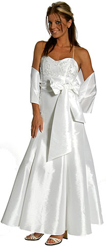 #11069. Embroidered Bodice & Front Bow Quinceanera Dress.