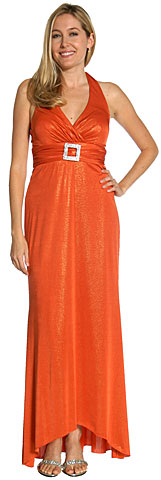 #11082. Halter Neck Formal Dress with Front Brooch.