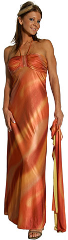 #11092. Halter Neck  Shirred Bodice Formal Prom Dress.