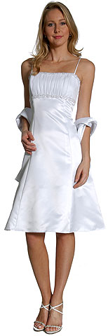 Spaghetti Strap Shirred Empire Bridesmaid Dress