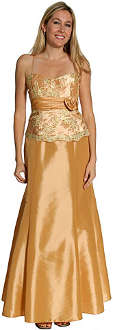 #11099. Embroidered Formal Prom Dress with Flower Applique.