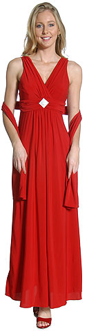 #11118. Criss-Cross Brooched Long Formal Bridesmaid Dress.
