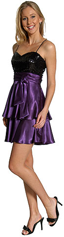 Party Dresses item 11137. Sequined & Ribbon Bow Short Party Dress.