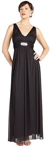 Empire Cut Shirred Brooch Formal Bridesmaid Dress