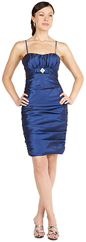 Spaghetti Straps Fitted & Shirred Short Party Dress