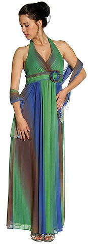 Multi Colored Halter Neck Formal Evening Dress