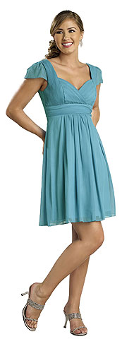 Modest Half Sleeves Pleated Short Party Dress
