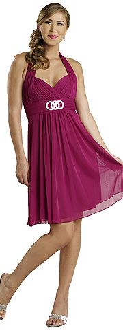 Halter Neck Shirred Short Bridesmaid Party Dress