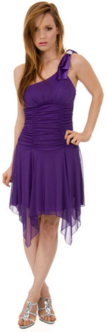 Ruched Asymmetric Hem Short Party Dress