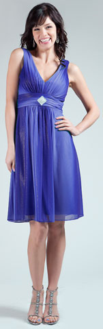 Two Tone V-Neck Shimmery Party Dress