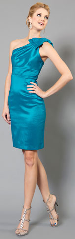 One-Shoulder Bow Accent Grad Graduation Dress. 11277.