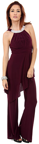 Studded Neckline Pant Dress