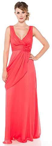V-Neck Formal Dress with Draped Side Sash