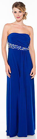 Strapless Sequin Waist Formal Evening Dress