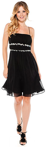 Spaghetti Short Cocktail Dress with Sequins Waist. 11335.