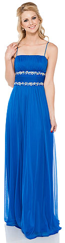 Bejeweled Waist Spaghetti Straps Formal Bridesmaid Dress