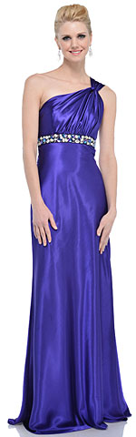 Empire Jewel Waist One Shoulder Long Formal Dress