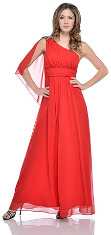 One Shoulder Long Formal Dress with Sash at back
