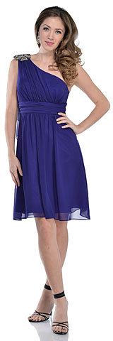 One Shoulder Short Party Dress with Sash at Back
