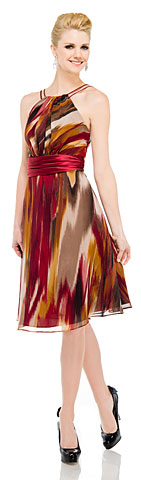 Short Halter Neck Cocktail Dress in Multi Tone Print. 11372.
